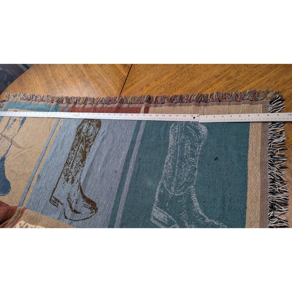 Stetson Woven Tapestry Throw Blanket Cowboy Boots 48X59 Inches